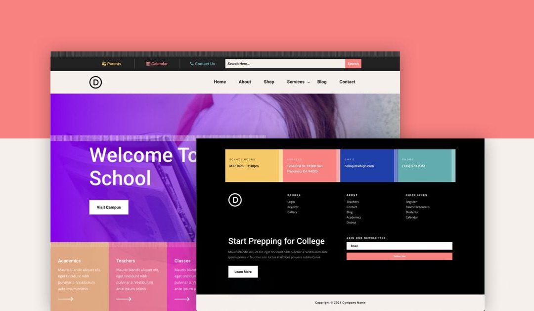 Header and Footer – High School