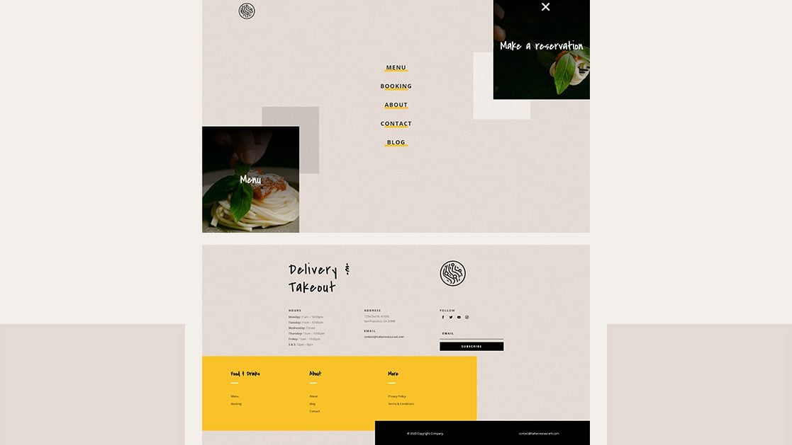 Header and Footer – Italian Restaurant