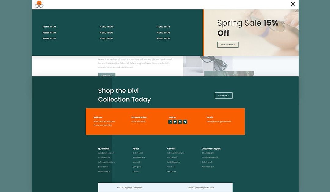 Header and Footer – Sunglasses Shop