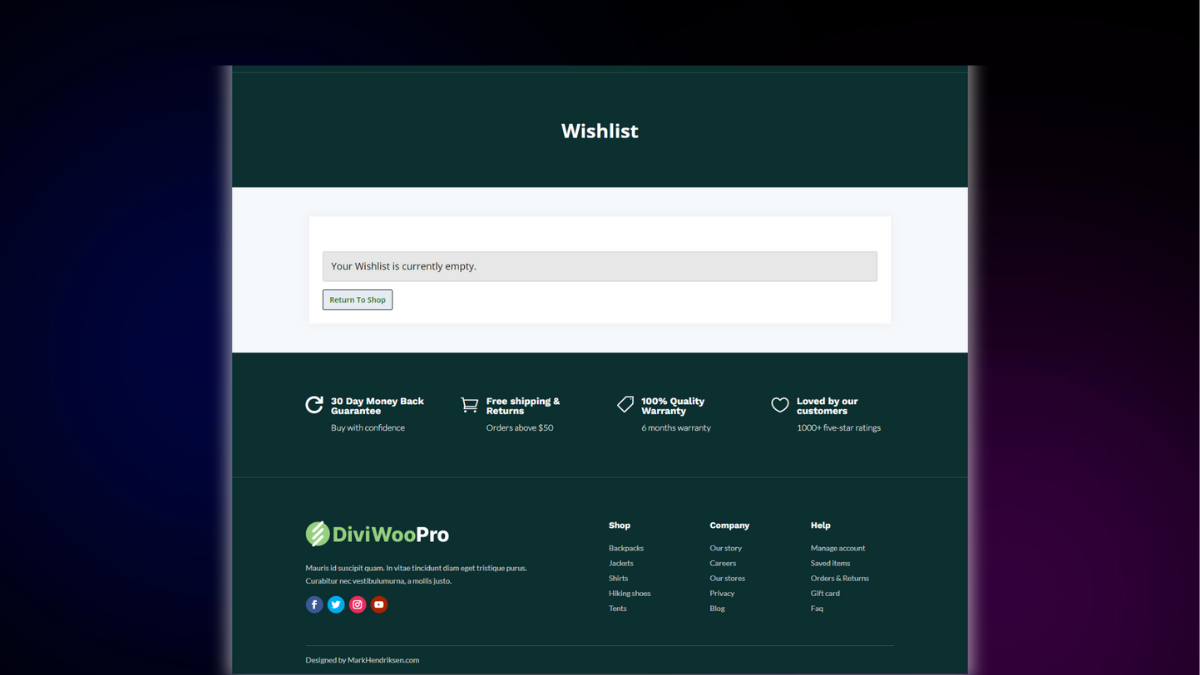 Additional Page – Wishlist Page