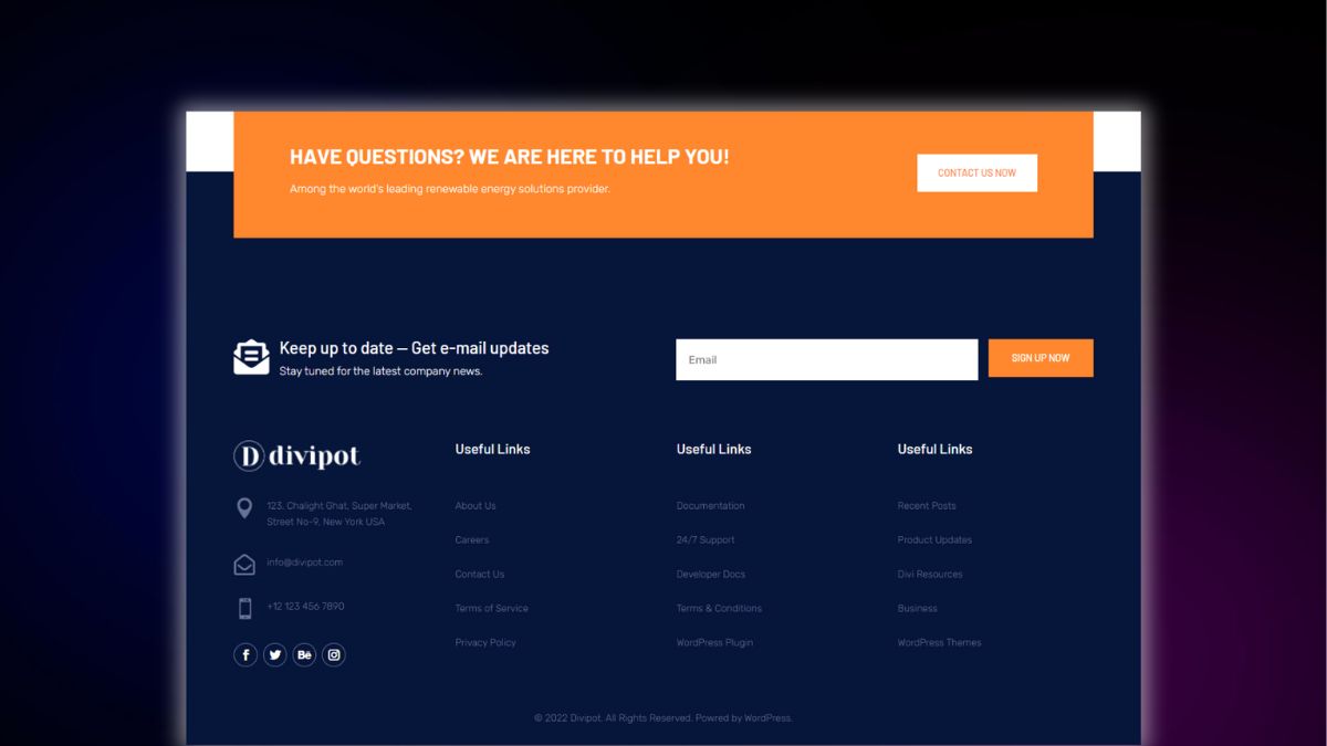 Header and Footer – Footer Style 72