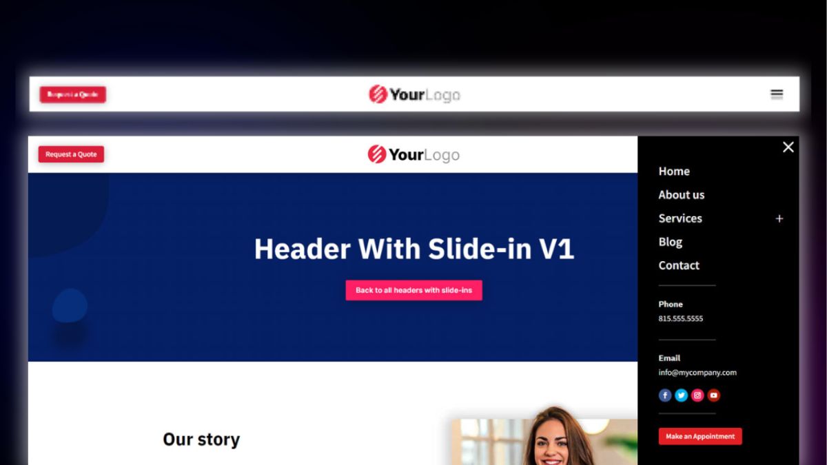 Header and Footer – Header With Slide In 1