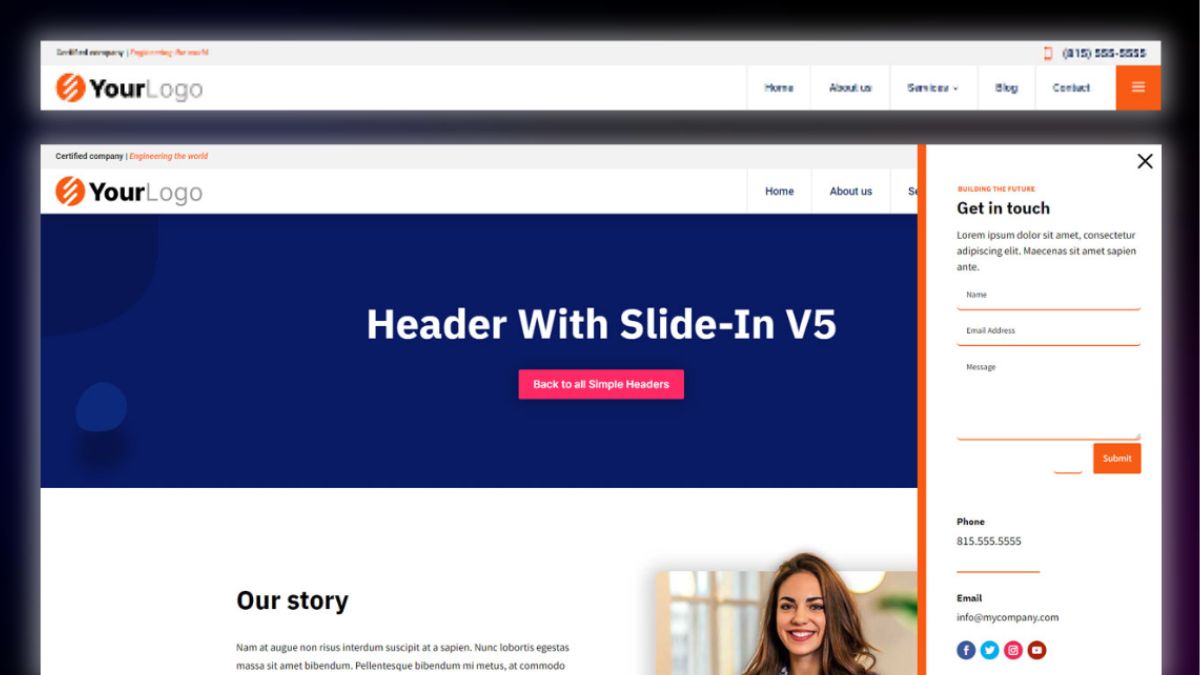 Header and Footer – Header With Slide In 5