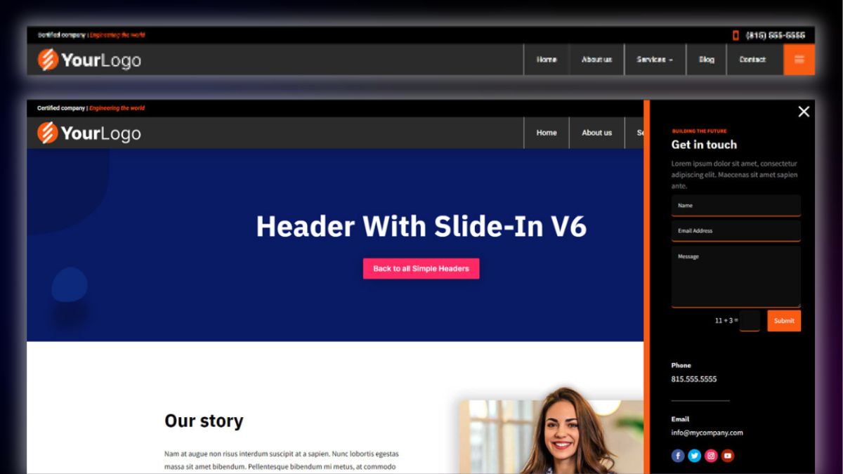 Header and Footer – Header With Slide In 6