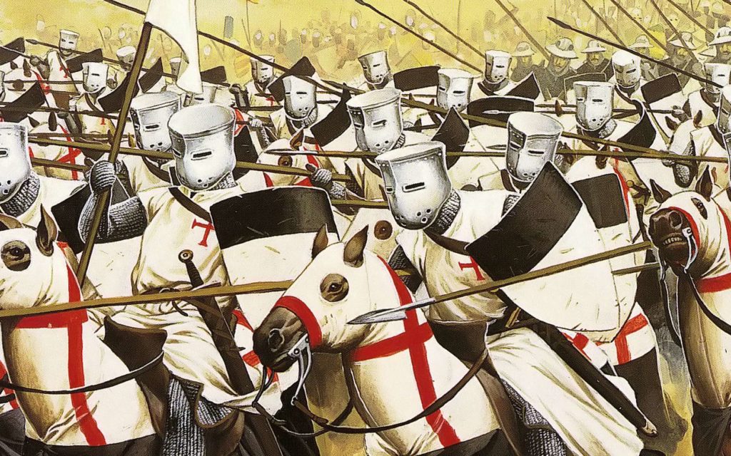 Chevalier templier en armure combat croisade du moyen âge