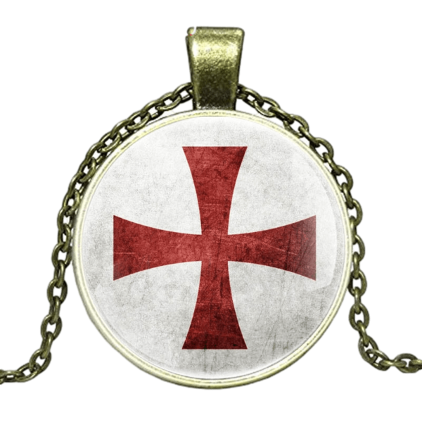 Collier avec pendentif croix de Saint Georges en bronze ancien du moyn age