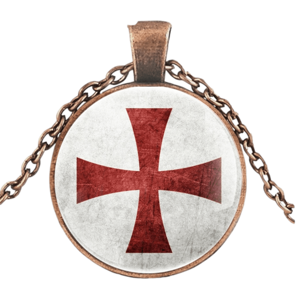 Collier avec pendentif croix de Saint Georges en cuivre rouge et blanc