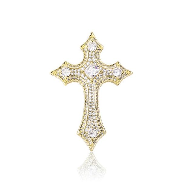 Collier croix de Jésus pendentif médiéval à diamant