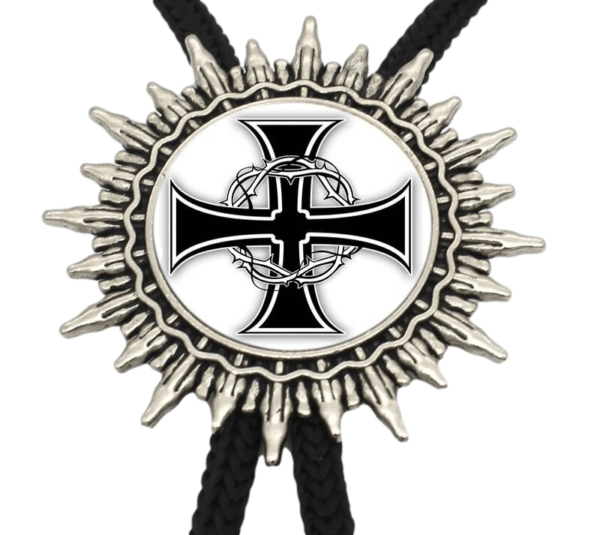 Collier croix de Malte en noir et blanc argent et acier