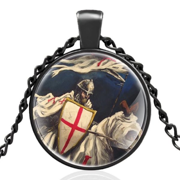 Collier de chevalier de Malte en armure rouge et blanc en acier noir