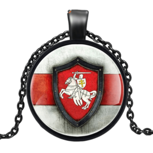 Collier de chevalier en armure croix de lorraine rouge et noir