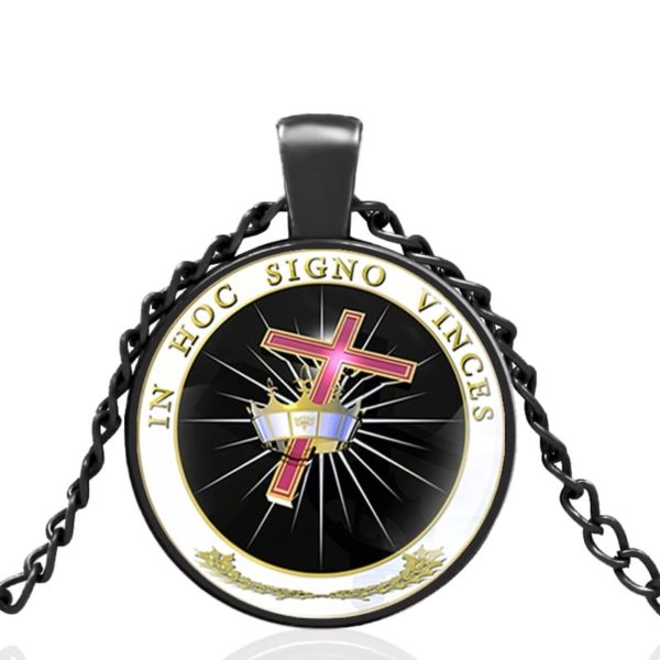 Croix chrétienne collier avec un pendentif religieux noir des chevaliers templiers