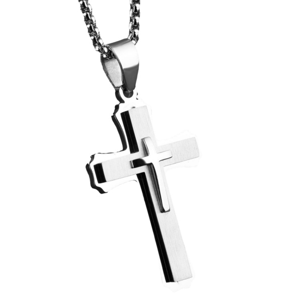 Croix pendentif pour homme religieux avec une chaine