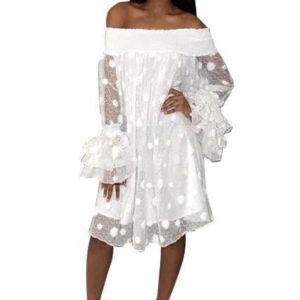 Mini Robe à Imprimé Circulaire Minute Mode Blanc S