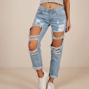 Jean Bleu Destroy Site Vêtements S