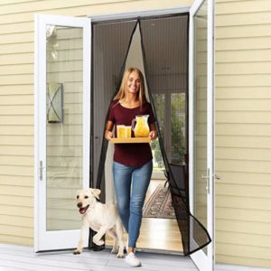 Moustic'air : Moustiquaire Anti-Insectes Pour Porte Avec Fermeture Aimantée - Noir / 80 x 210cm