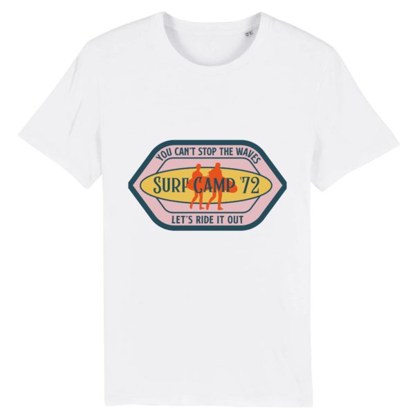 T-shirt vintage "SURF CAMP" - Col rond - 100% Coton Bio