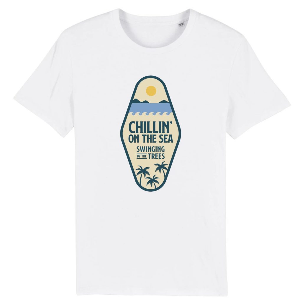 T-shirt vintage "CHILLIN ON THE SEA" - Col rond - 100% Coton Bio