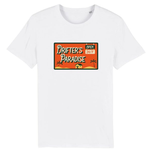 T-shirt vintage "DRIFTER'S PARADISE" - Col rond - 100% Coton Bio