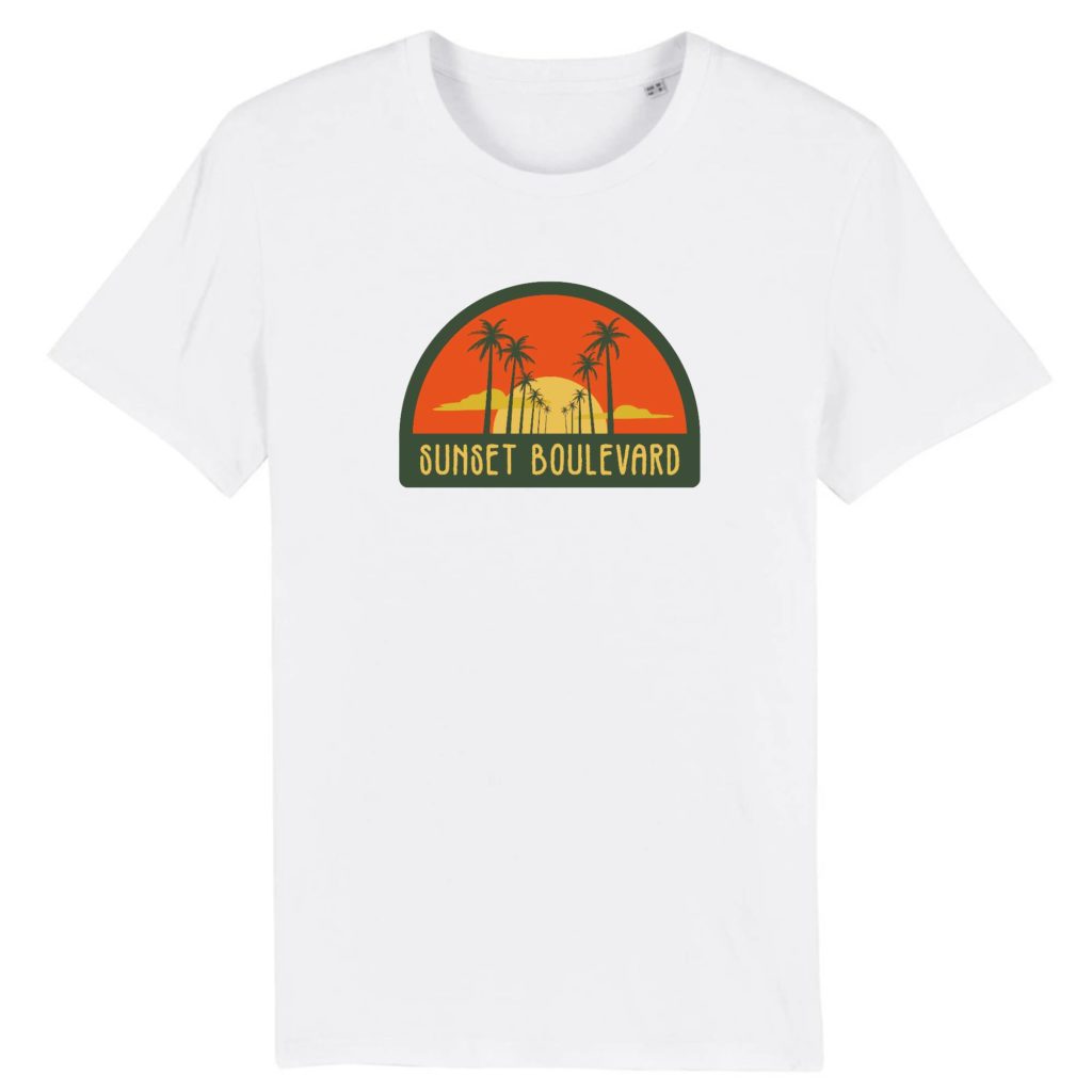 T-shirt vintage "SUNSET BOULEVARD" - Col rond - 100% Coton Bio