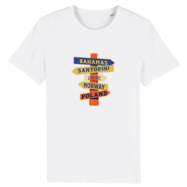 T-shirt vintage "BAHAMAS-POLAND" - Col rond - 100% Coton Bio