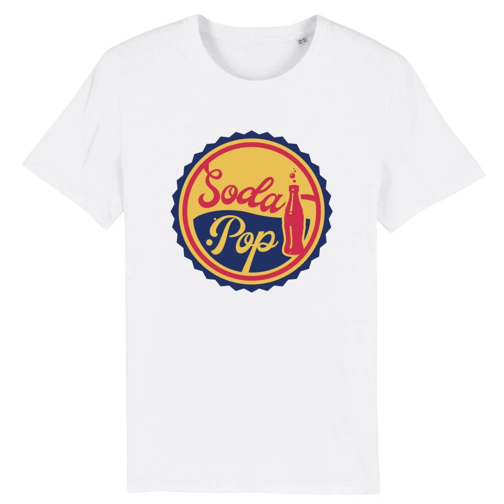 T-shirt vintage "SODA POP" - Col rond - 100% Coton Bio