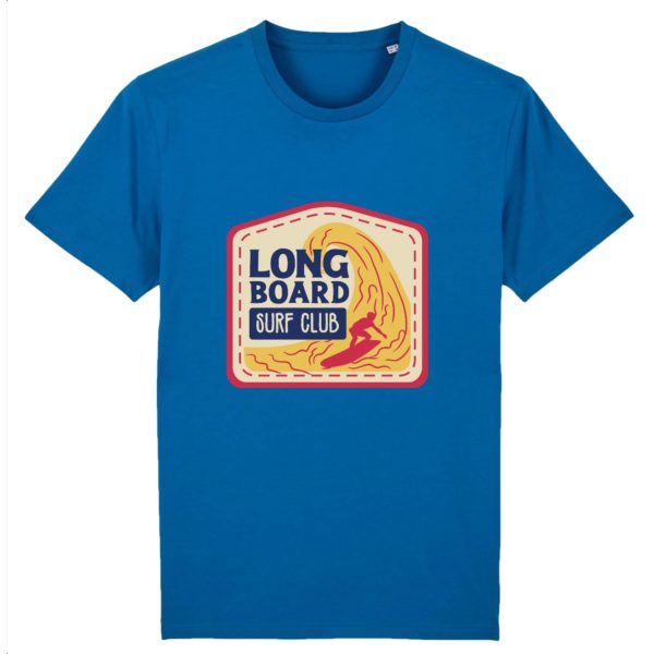 T-shirt vintage "LONG BOARD" - Col rond - 100% Coton Bio