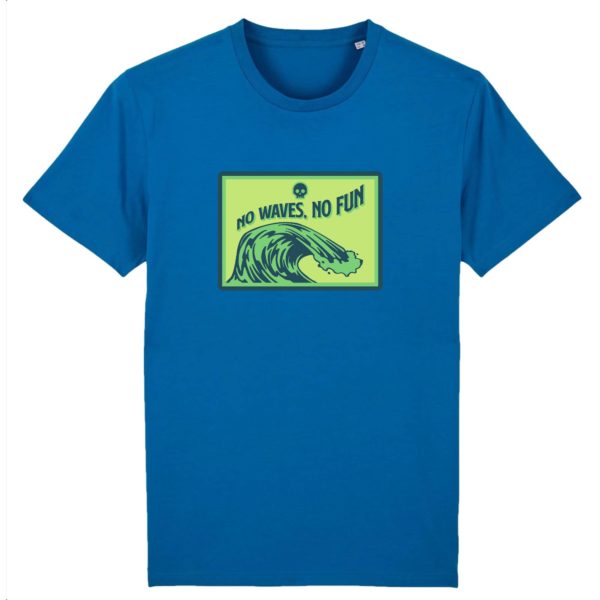 T-shirt vintage "NO WAVE, NO FUN" - Col rond - 100% Coton Bio