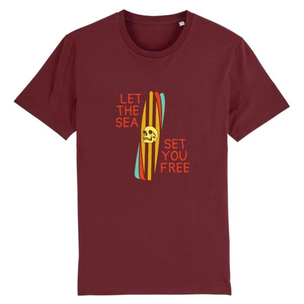 T-shirt vintage "LET THE SEA" - Col rond - 100% Coton Bio