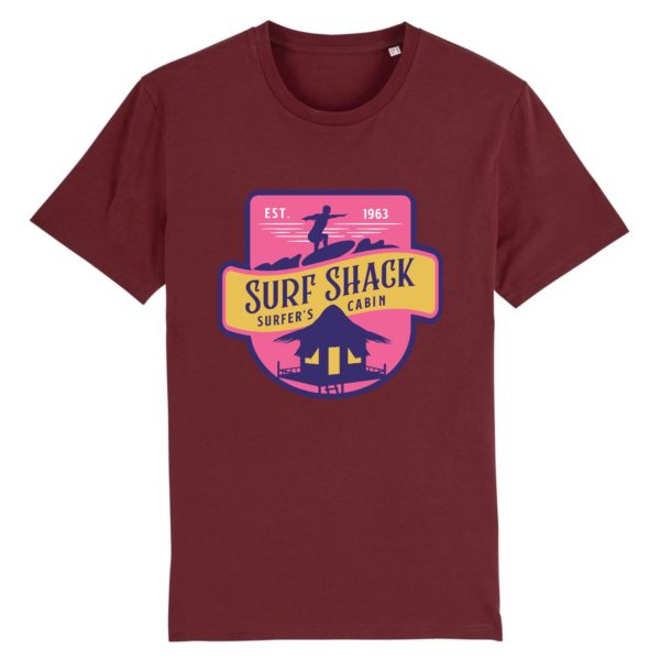 T-shirt vintage "SURF SHACK" - Col rond - 100% Coton Bio