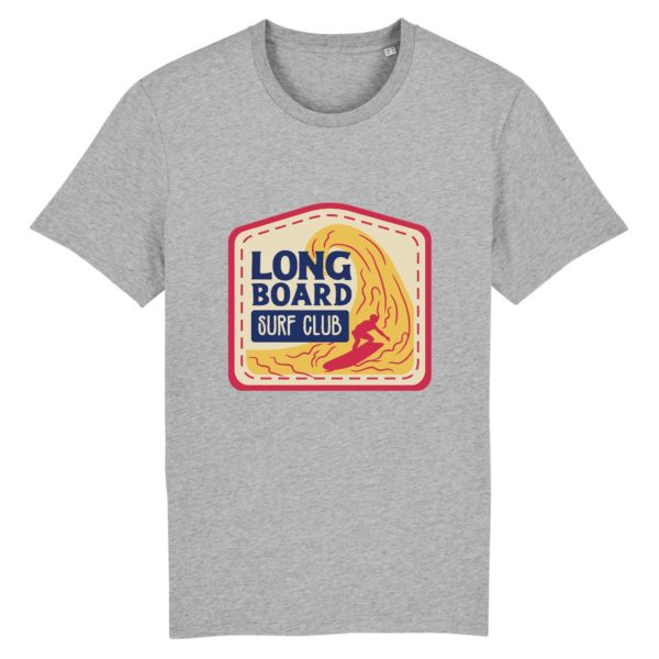 T-shirt vintage "LONG BOARD" - Col rond - 100% Coton Bio