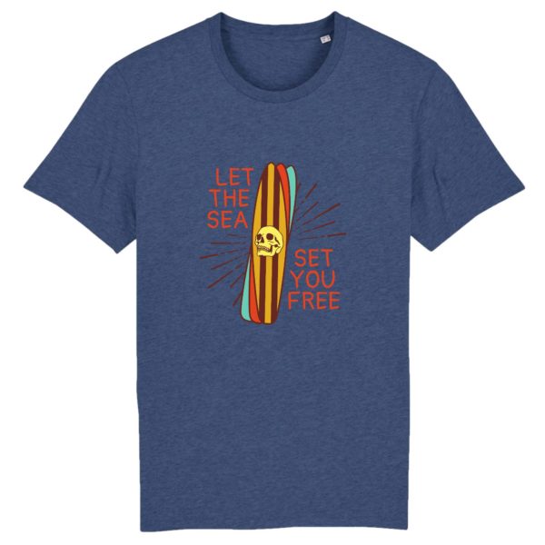 T-shirt vintage "LET THE SEA" - Col rond - 100% Coton Bio