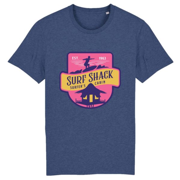 T-shirt vintage "SURF SHACK" - Col rond - 100% Coton Bio