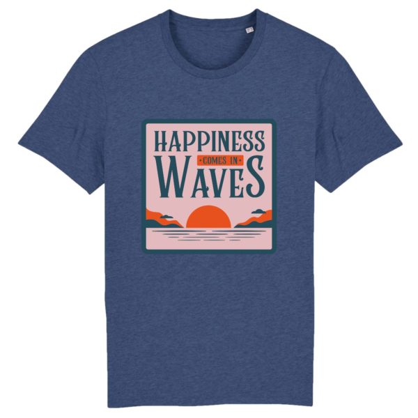 T-shirt vintage "HAPINESS" - Col rond - 100% Coton Bio