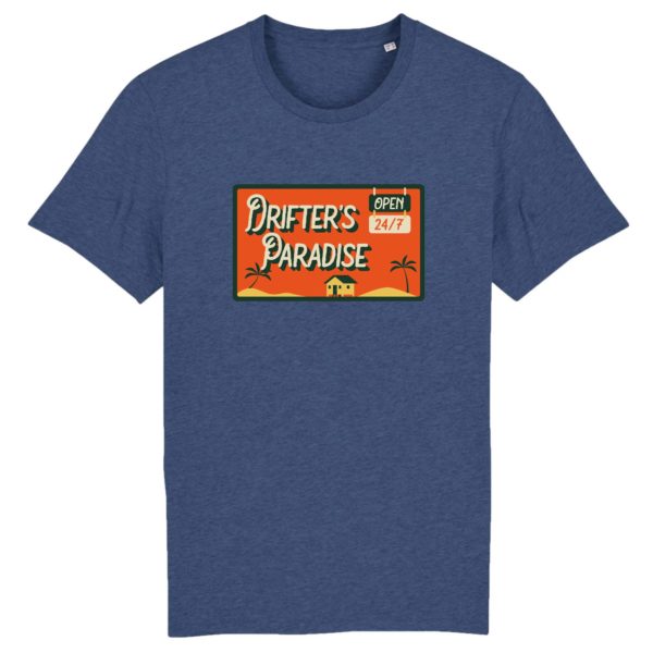 T-shirt vintage "DRIFTER'S PARADISE" - Col rond - 100% Coton Bio