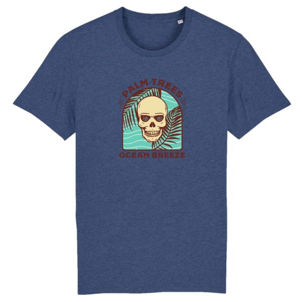 T-shirt vintage "PALM TREES-OCEAN BREEZE" - Col rond - 100% Coton Bio