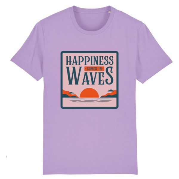T-shirt vintage "HAPINESS" - Col rond - 100% Coton Bio