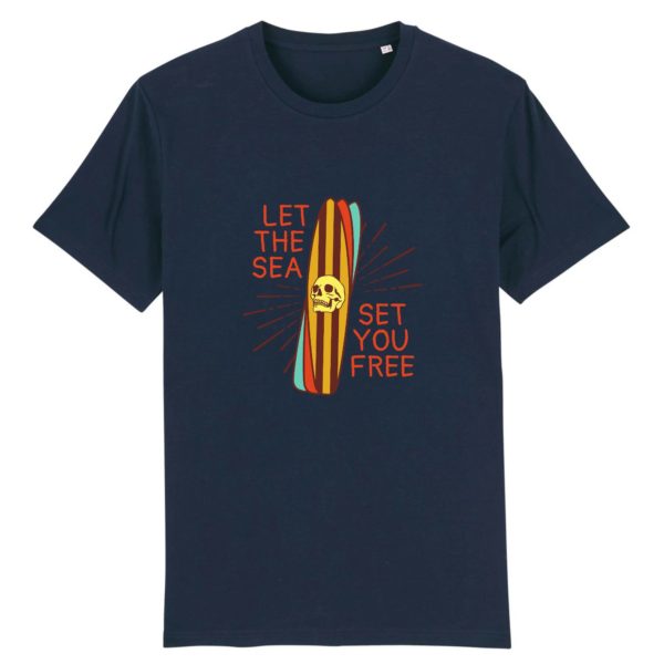 T-shirt vintage "LET THE SEA" - Col rond - 100% Coton Bio