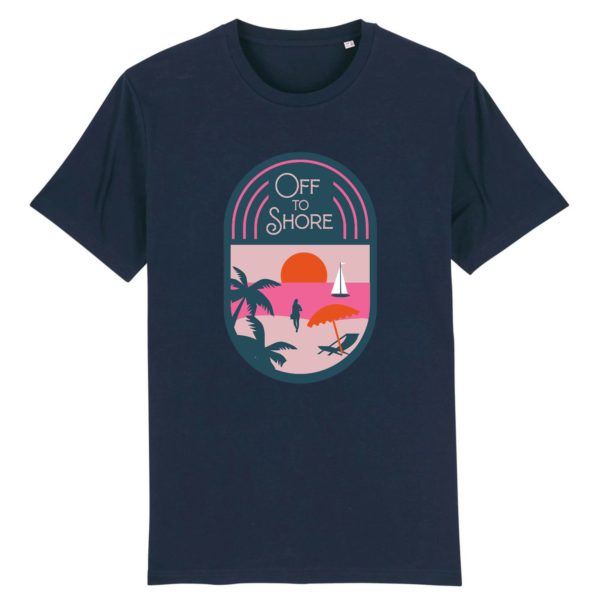 T-shirt vintage "OF TO SHORE" - Col rond - 100% Coton Bio