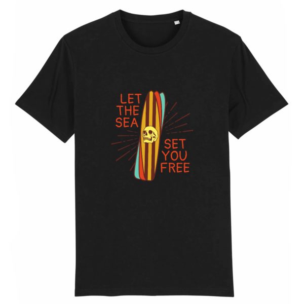 T-shirt vintage "LET THE SEA" - Col rond - 100% Coton Bio