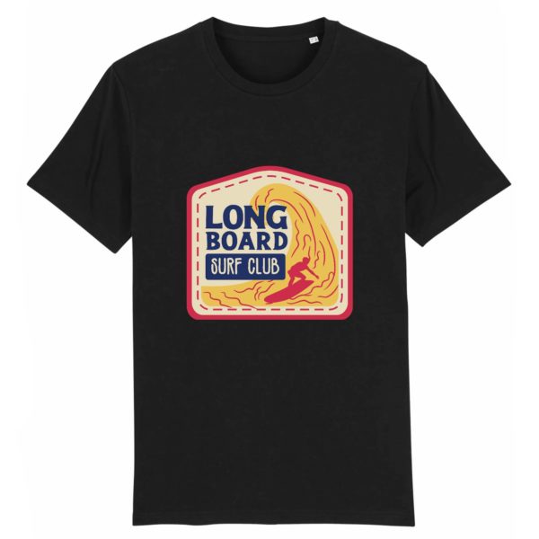T-shirt vintage "LONG BOARD" - Col rond - 100% Coton Bio