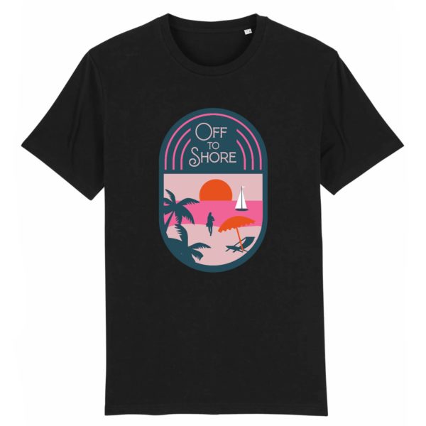 T-shirt vintage "OF TO SHORE" - Col rond - 100% Coton Bio