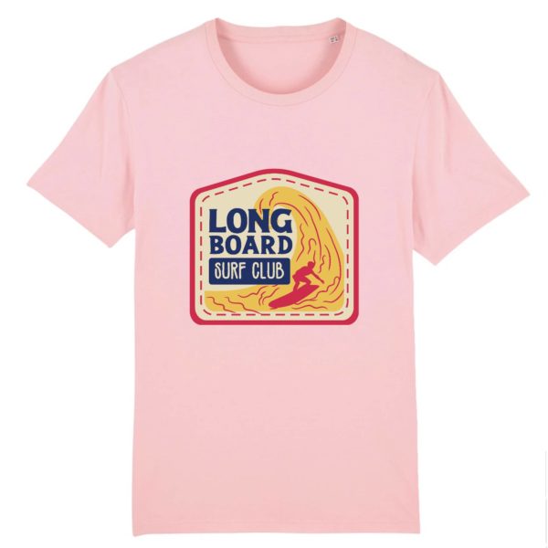 T-shirt vintage "LONG BOARD" - Col rond - 100% Coton Bio