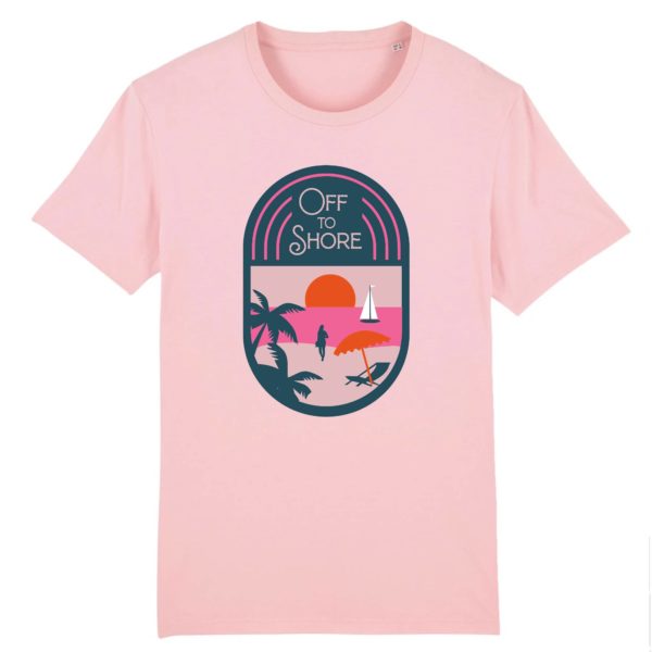 T-shirt vintage "OF TO SHORE" - Col rond - 100% Coton Bio