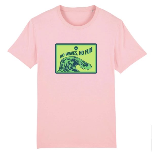 T-shirt vintage "NO WAVE, NO FUN" - Col rond - 100% Coton Bio