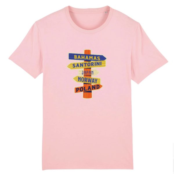 T-shirt vintage "BAHAMAS-POLAND" - Col rond - 100% Coton Bio