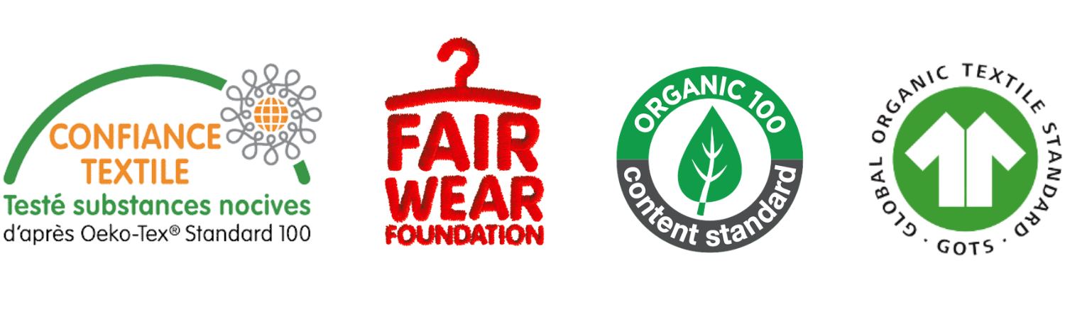 labels OEKO-TEX - Fair Wear Foundation - Organic 100 - GOTS