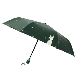 Parapluie femme vert à motif chat