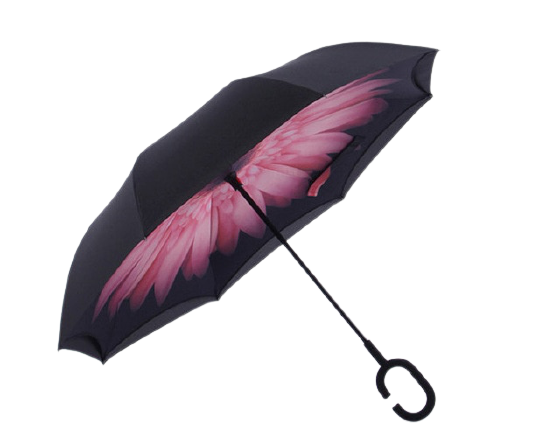 Parapluie inversé marguerite rose