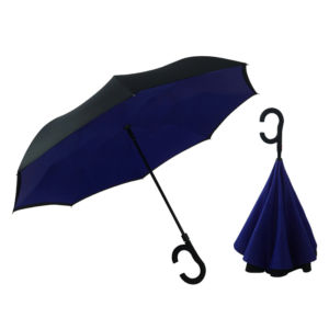 Parapluie inversé double toile bleu